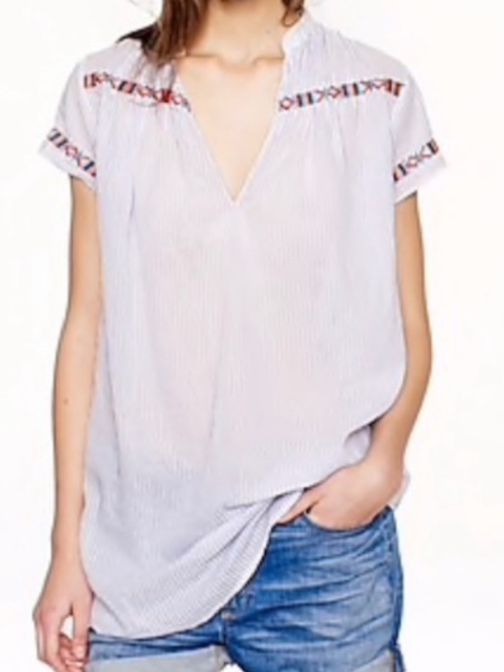 J.Crew Contrast Embroidered Stripe Tunic